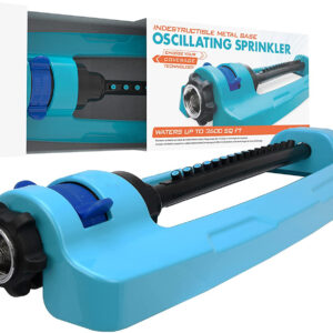 Indestructible Metal Base Oscillating Sprinkler with Adjustable Spray 3600-Square Foot Coverage