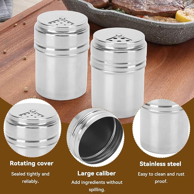 Spice Shaker, Seasoning Bottle Stainless Steel Salt Pepper Shaker - Image 2