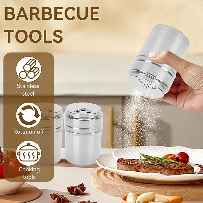 Spice Shaker, Seasoning Bottle Stainless Steel Salt Pepper Shaker - Image 3