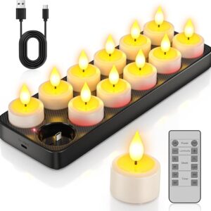 Rechargeable Tea Lights with Charging Base, 12 Pack LED